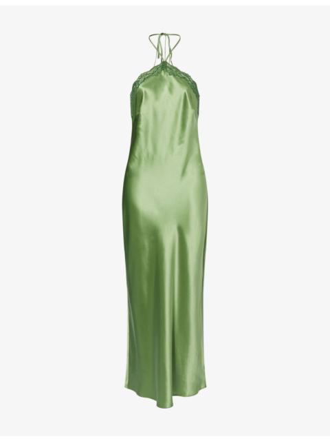 Reformation Aara Halter-Neck Silk Midi Dress