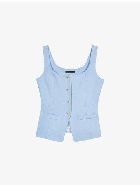 maje Tailored Square-Neck Stretch-Woven Waistcoat