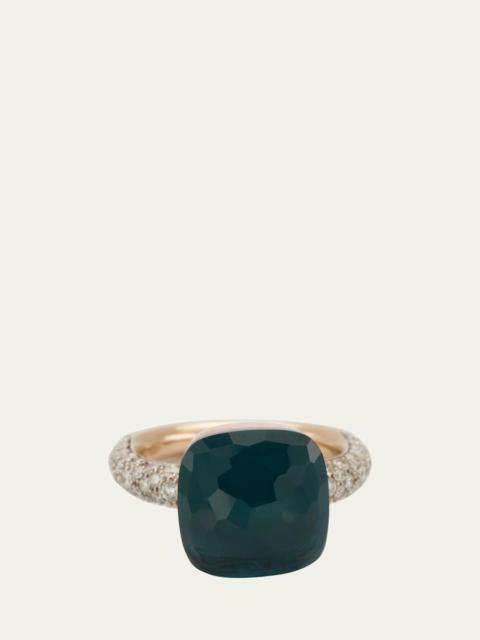 Pomellato Nudo Classic 18k Gold Ring with London Blue Topaz and Diamonds