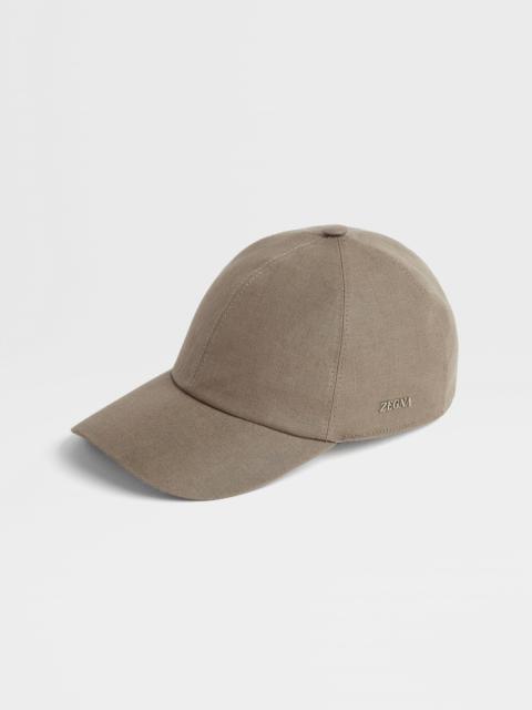 ZEGNA LIGHT BROWN OASI LINO BASEBALL CAP