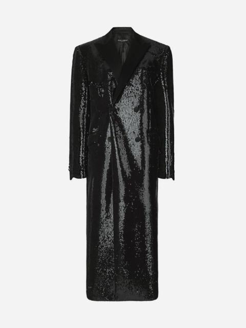 Dolce & Gabbana Micro-sequined double-breasted coat
