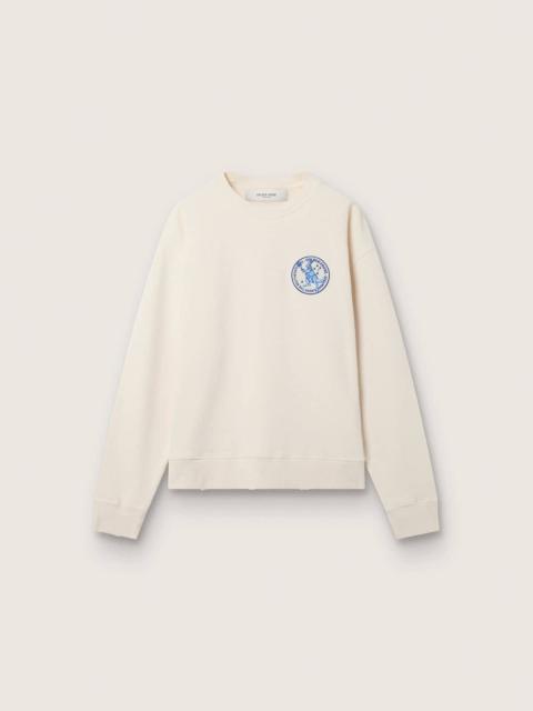 Golden Goose Tennis-inspired cream LTD sweatshirt with embroidered patch
