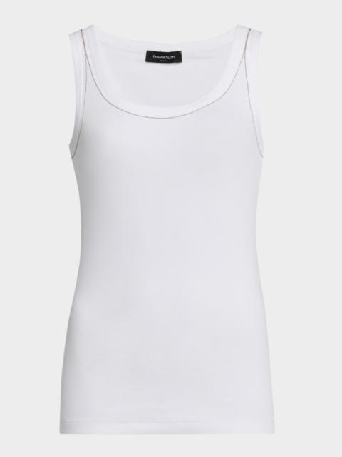 FABIANA FILIPPI Diamante-Trim Ribbed Jersey Tank