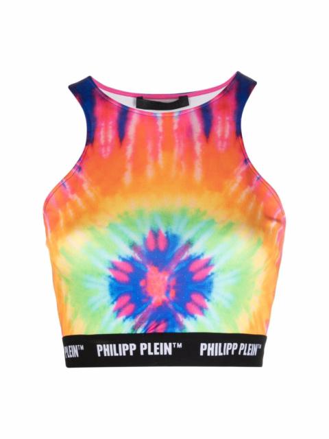 tie dye-print cropped top