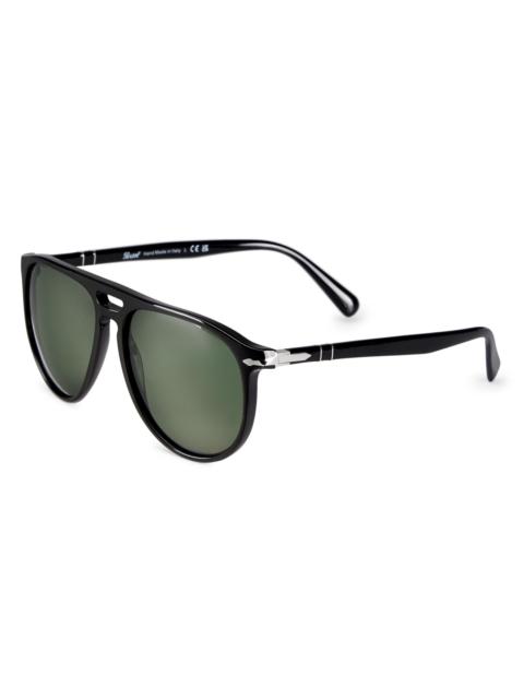 Persol Men's Toms 55MM Pilot Sunglasses - Black