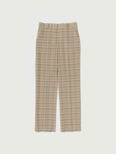 AURALEE SILK LINEN NEP CHECK SLACKS
