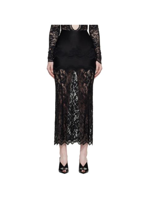 rabanne Black Lace Midi Skirt