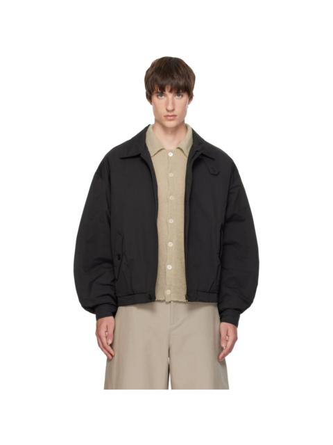 AMOMENTO Black Padded Cotton Nylon Bomber Jacket