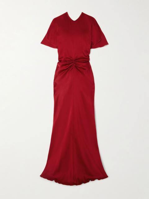Victoria Beckham Gathered satin gown Red