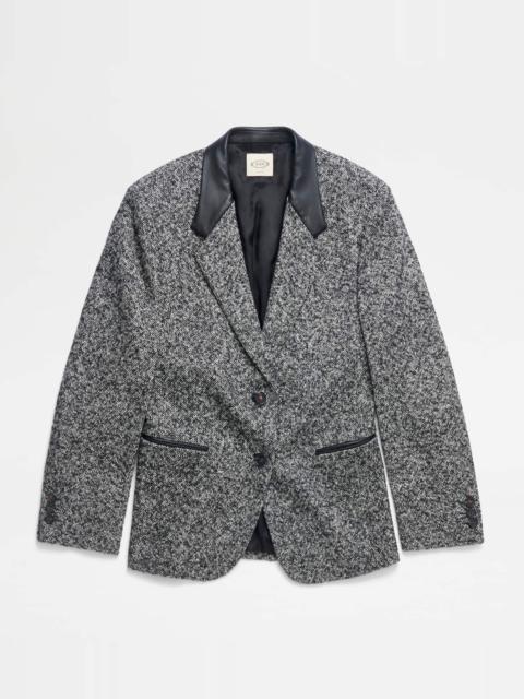 Tod's WOOL BLEND JACKET - WHITE, BLACK