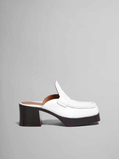 Marni WHITE LEATHER HEELED MULE