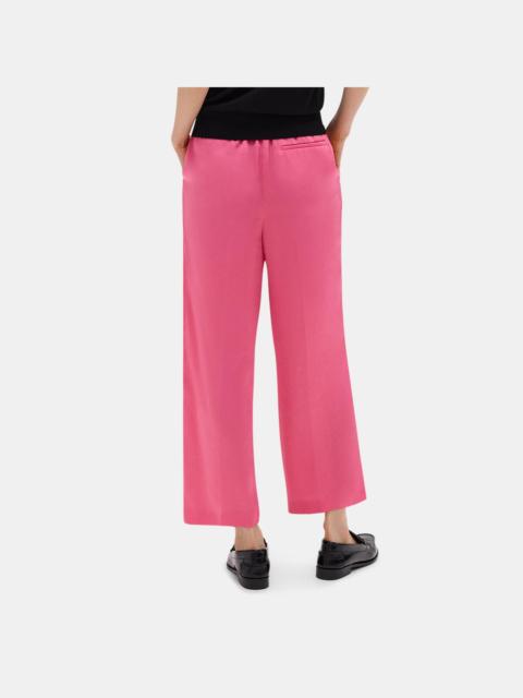 Theory Wide Leg Pull-On Pant in Crushed Satin