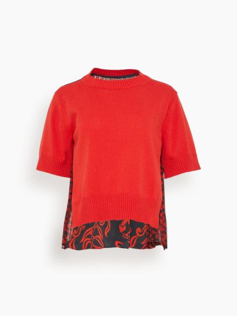 sacai Floral Print Knit Pullover in Red
