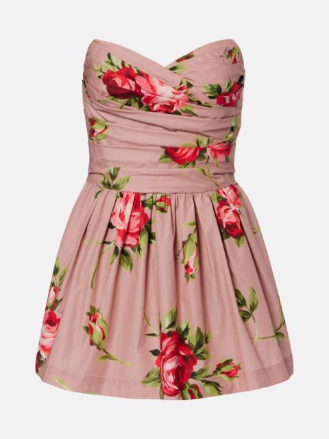 Dolce & Gabbana Floral strapless cotton minidress