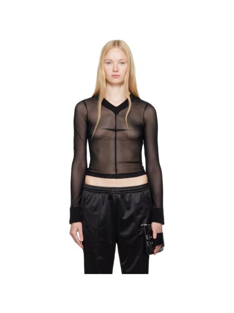 MM6 Maison Margiela Black Elastic Jersey Mesh Long-Sleeved Sweater
