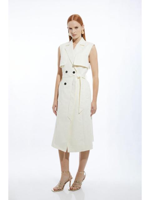 KAREN MILLEN Tailored Sleeveless Belted Trench Coat