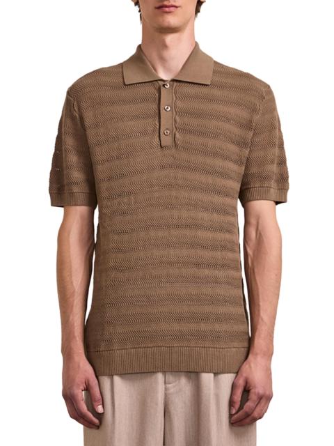FRESCOBOL CARIOCA Men's Vidal Cotton Jacquard Polo Shirt - Khaki
