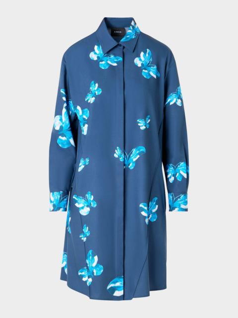 AKRIS Exclusive Butterfly-Print Poplin Long-Sleeve Shirtdress