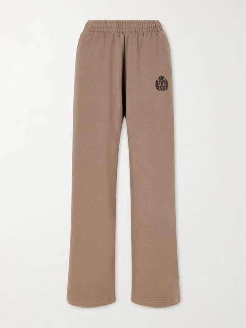 Sporty & Rich Logo-embroidered Cotton-jersey Wide-leg Sweatpants