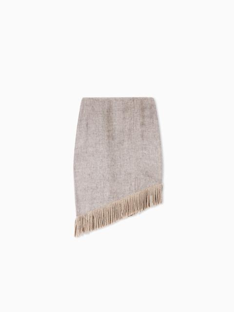 EMPORIO ARMANI HEAVY LINEN CANVAS MIDI SKIRT