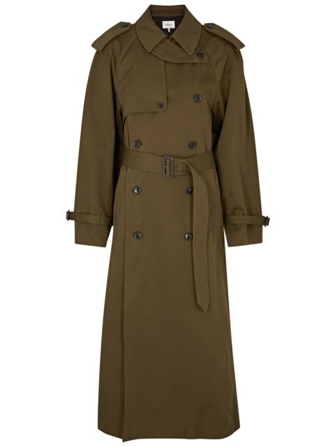 Double-breasted wool trench coat