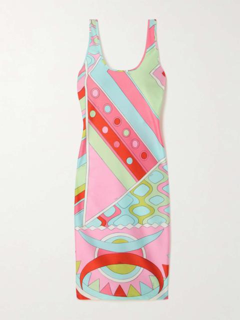 Printed satin-jersey dress