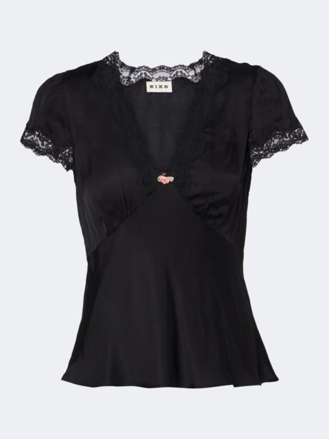 RIXO Karia lace-trimmed satin top