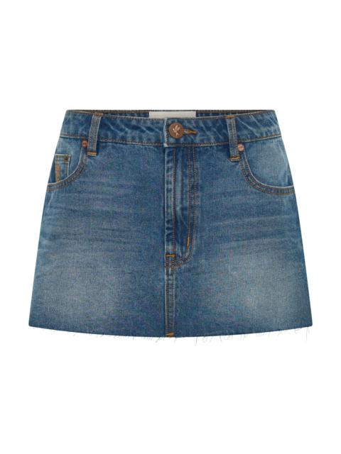 ONE TEASPOON Sloane Low Waist Denim Mini Skirt - Pacifica Blue