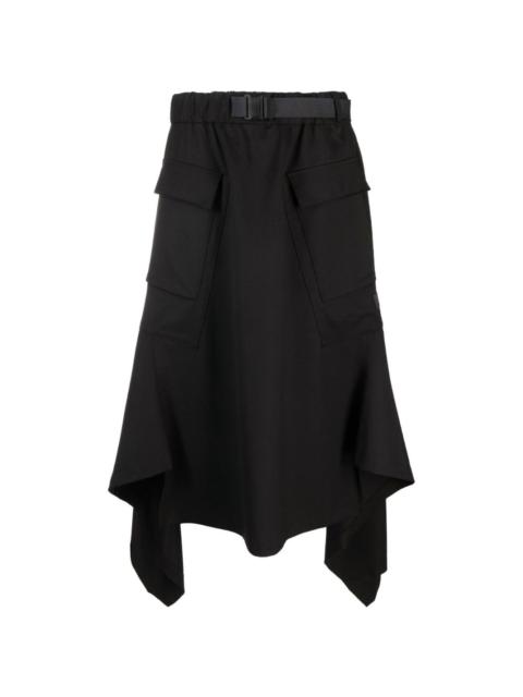 Y-3 belted asymmetric midi skirt