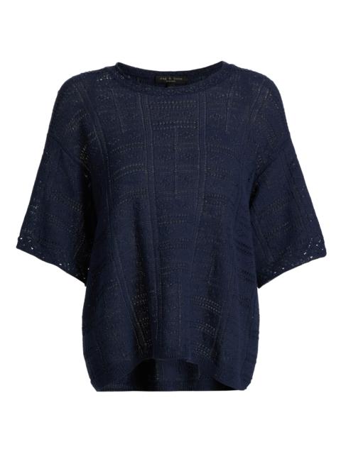 rag & bone Women's Morgan Open-Knit Cotton-Blend Top - Navy