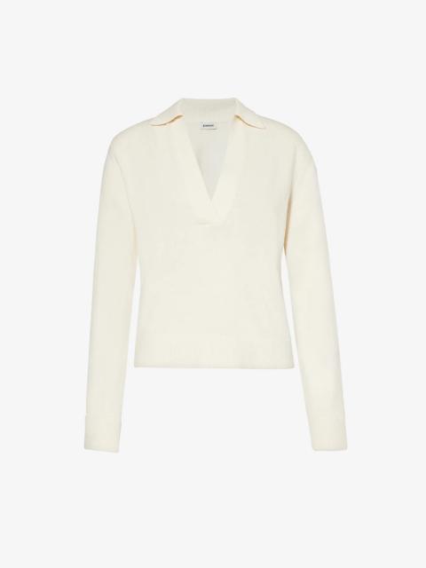 SIMKHAI Open-collar cotton and cashmere-blend jumper