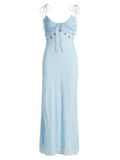 DAMSON MADDER. Women's Isabella Slip Midi-Dress - Blue Monika Jacquard