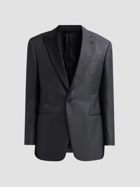 GIORGIO ARMANI Men's Wool-Silk Micro Jacquard Dinner Jacket - Black Beauty