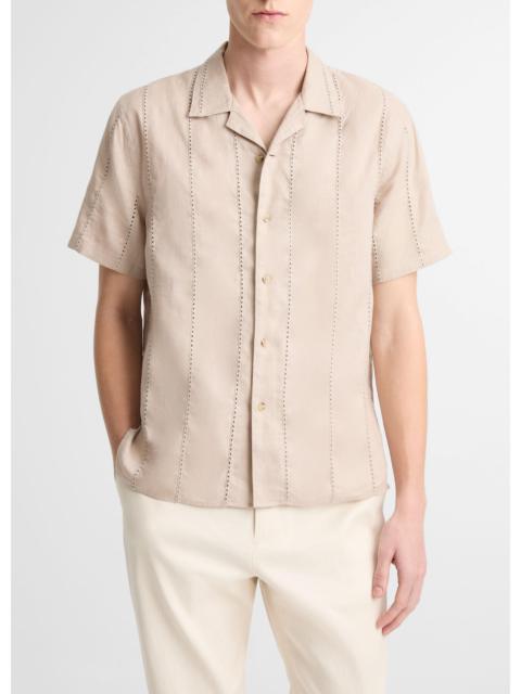Eyelet Stripe Linen Cabana Shirt