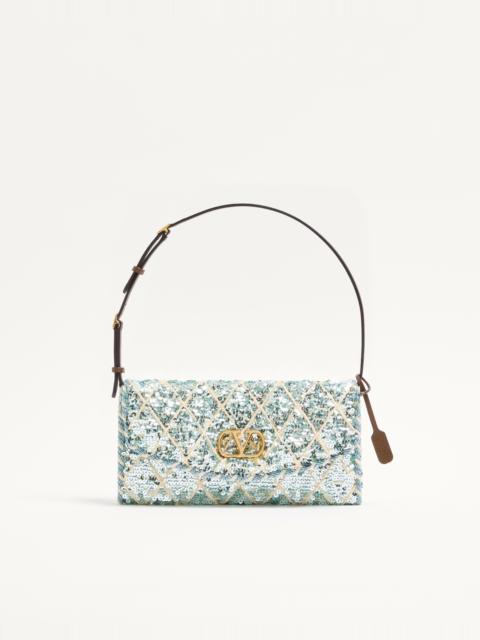 Valentino VALENTINO GARAVANI DEVAIN SMALL SHOULDER BAG WITH RHOMBELLE EMBROIDERY