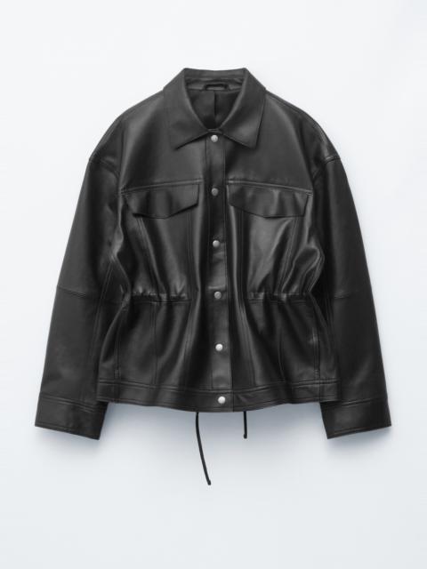 & Other Stories Drawstring-Waist Leather Jacket