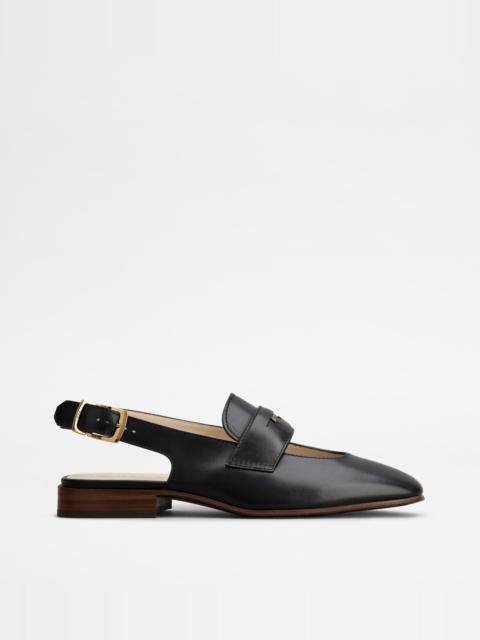 Tod's SLINGBACK LOAFERS IN LEATHER - BLACK