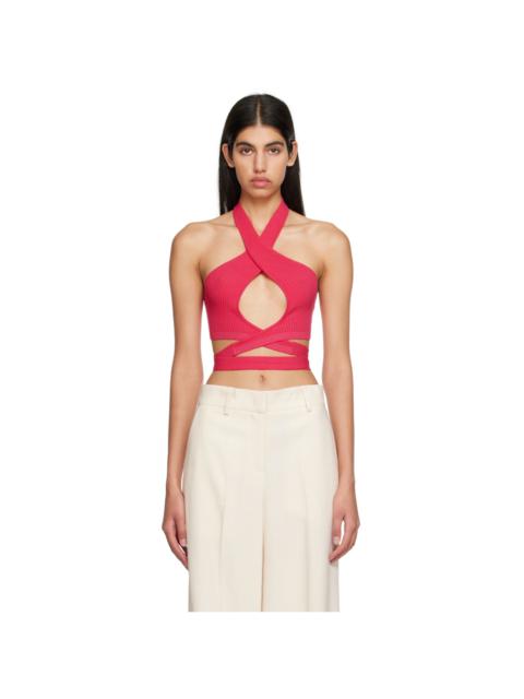 MSGM Pink Wrap Tank Top
