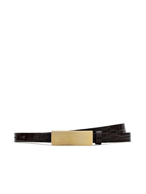 L'AGENCE Elyse Croc-Embossed Leather Belt