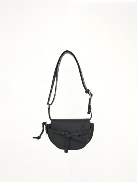 Loewe Mini Gate Dual Bag in Soft Calfskin and Jacquard Strap in Black