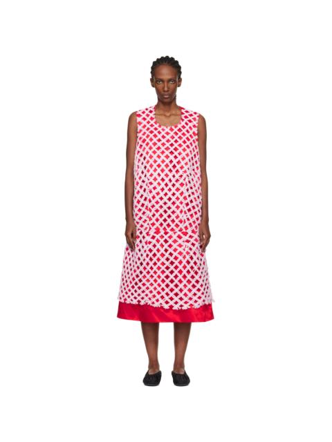 Comme Des Garçons Red & Pink Tulle Braided Mesh Midi Dress