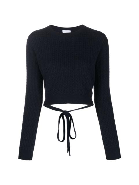 cable-knit rear-tie cropped jumper