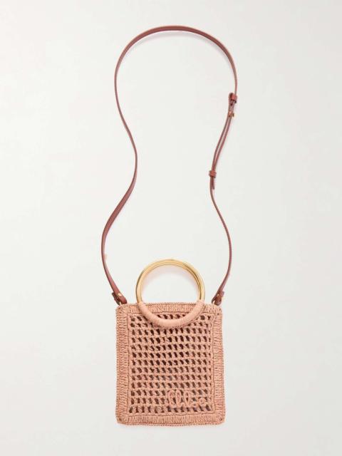 Chloé Summer Banana small leather-trimmed woven raffia tote bag Beige
