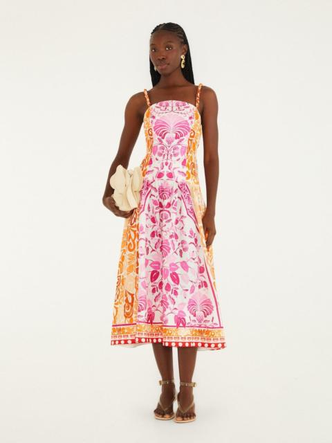 FARM RIO Off-White Santorini Euroflax Premium Linen Midi Dress