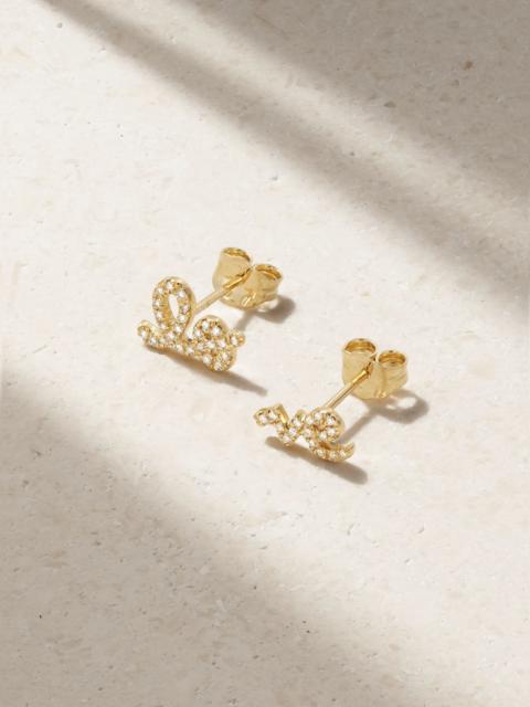SYDNEY EVAN Love 14-karat gold diamond earrings Gold