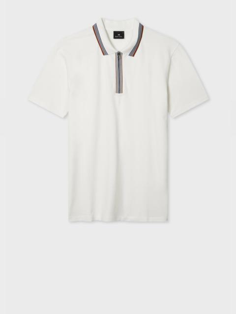 Paul Smith White Contrast Tipping Zip-Neck Polo Shirt