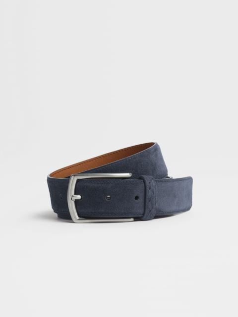 ZEGNA LIGHT BLUE SUEDE FREE-SIZED BELT