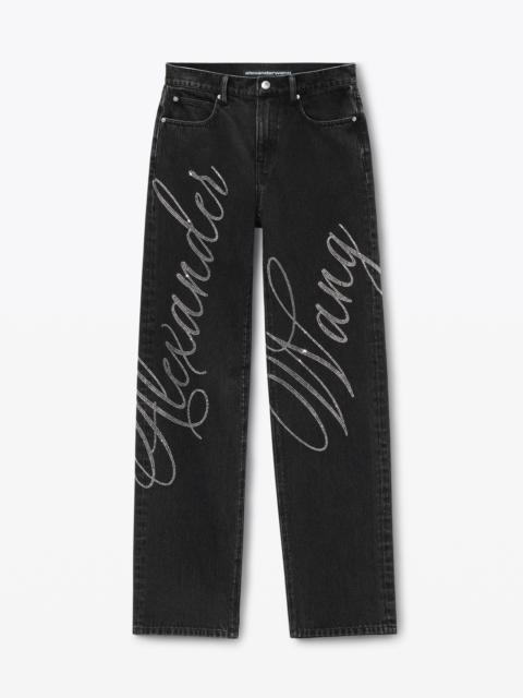 Alexander Wang EZ Mid Rise Jean in Crystal Hotfix Logo