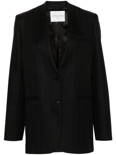 forte_forte collarless herringbone single-breasted blazer