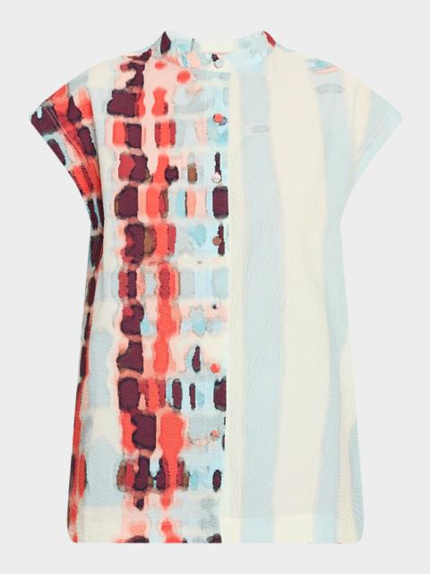 SILVIA TCHERASSI Adele Short-Sleeve Textured Blouse